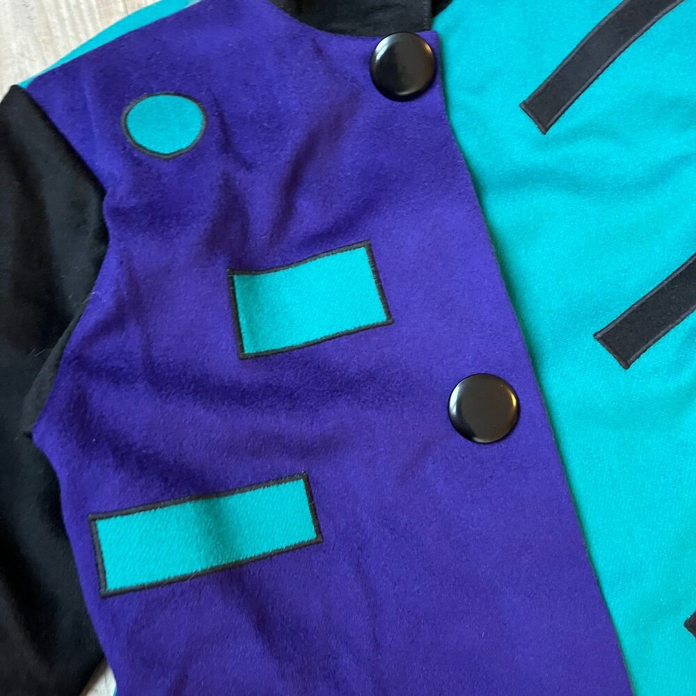 Vintage 80s Wool Coat Werable Art Marylou Ozbolt Storer Fibrearts Seatle P/Small - Picture 12 of 12